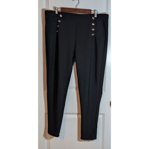Maze Collection Black Dress Pants 3X Womens Stretch Slacks Button Detail
